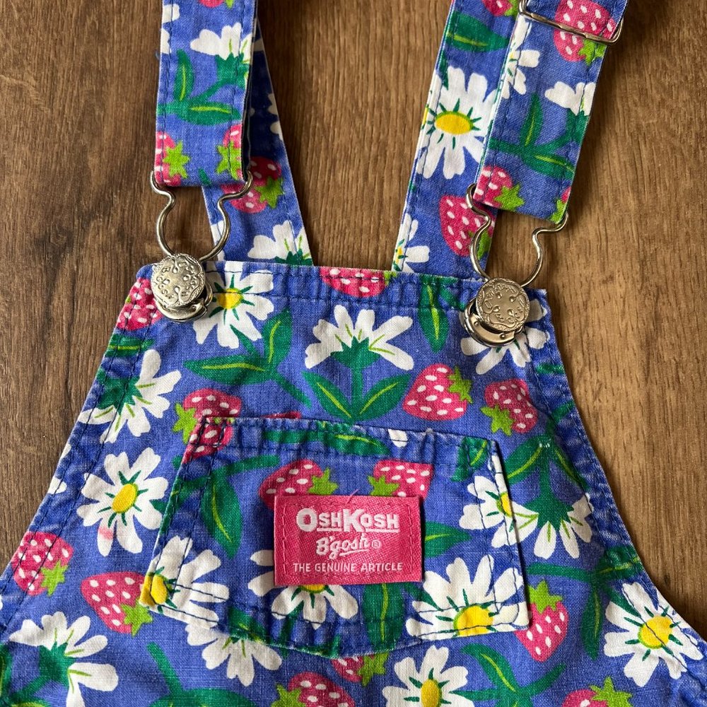 Rare Vintage Oshkosh Daisy Strawberry Overall Shortalls 6x - Picture 6 of 13
